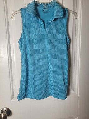 Nike Women's Aqua Blue Sleeveless Dri-FIT Polo Tank